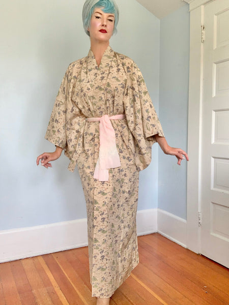 Vintage Traditional Custom Made Japanese Silk Kimono w/ X-Rated Illustrations