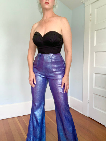 1960s Periwinkle Liquid Lurex Western Pants by “Trail Ridge Westerns”