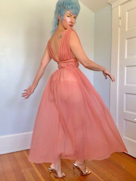 Documented 1950 “Vanity Fair” Accordion Pleated Nylon Peignoir Boudoir Set