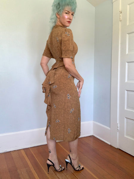 1940s Silk Spiderweb & Sunglasses Dress