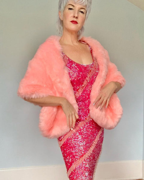 Pink Faux Fur Stole