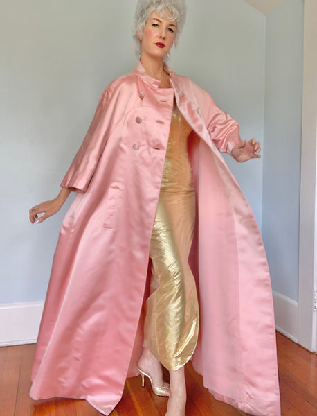 Barbie Pink 1960s Peau de Soie Silk Opera Coat for “I. Magnin”