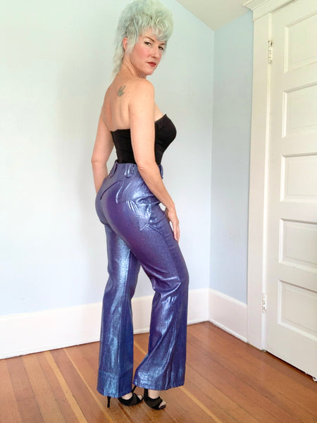 1960s Periwinkle Liquid Lurex Western Pants by “Trail Ridge Westerns”