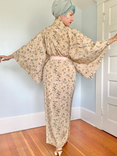 Vintage Traditional Custom Made Japanese Silk Kimono w/ X-Rated Illustrations