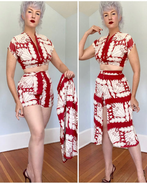 1940s “Kamehameha” Cold Rayon 3 Piece Ensemble