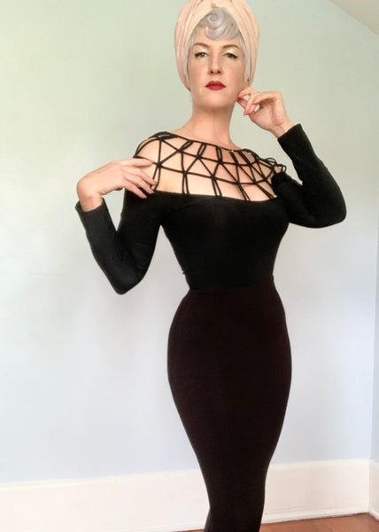 1990s "Natori" Spiderweb Cage Bodysuit