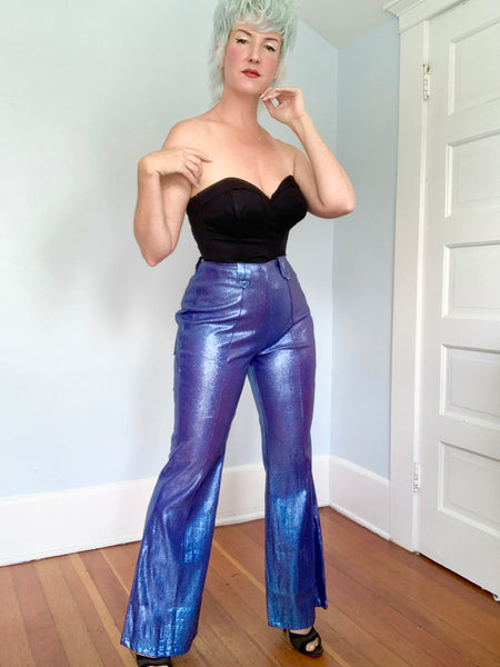 1960s Periwinkle Liquid Lurex Western Pants by “Trail Ridge Westerns”