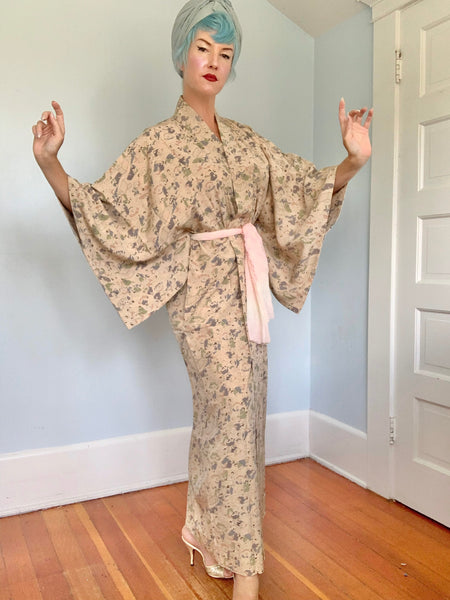 Vintage Traditional Custom Made Japanese Silk Kimono w/ X-Rated Illustrations