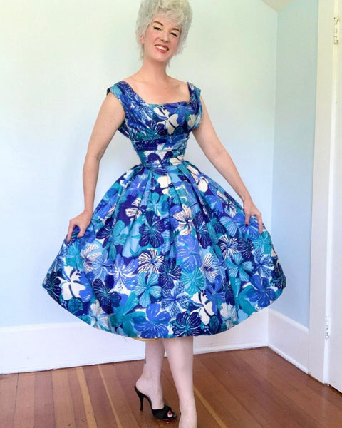 1950s Silk “Alfred Shaheen” Party Dress