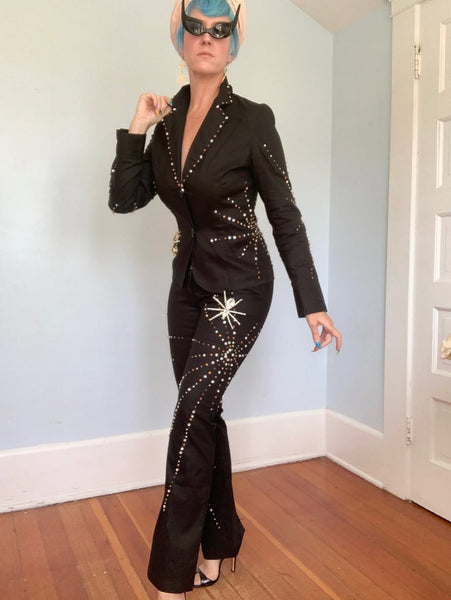 Deadstock Y2K Rhinestone Spiderwebs Suit