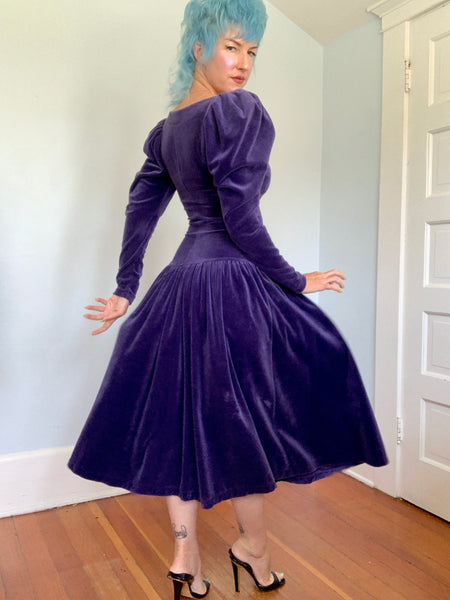 1980s “Betsey Johnson” Punk Label Stretch Cotton Velvet Dream Dress