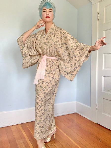 Vintage Traditional Custom Made Japanese Silk Kimono w/ X-Rated Illustrations