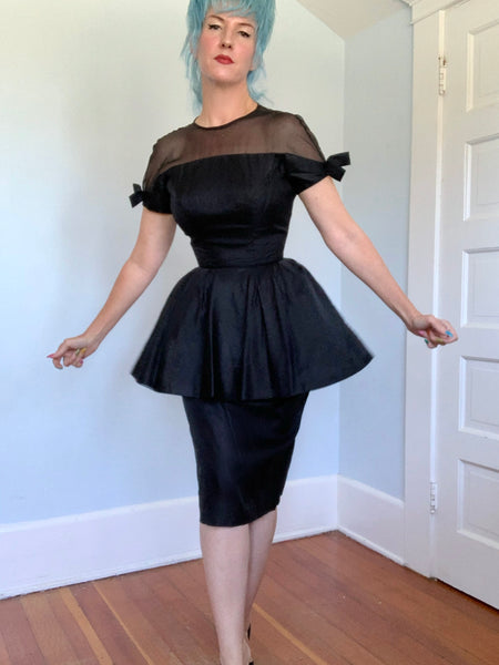 Reserved - 1950s Silk Organza Over Satin Cocktail Dress