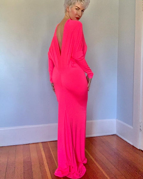 Avant-garde Neon Pink Gown