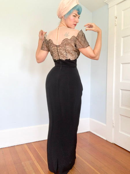 Unworn 1940s “Emma Domb California” Illusion Evening Gown