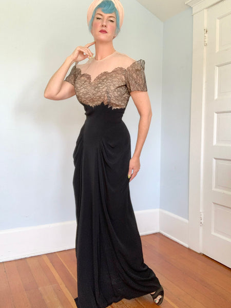Unworn 1940s “Emma Domb California” Illusion Evening Gown