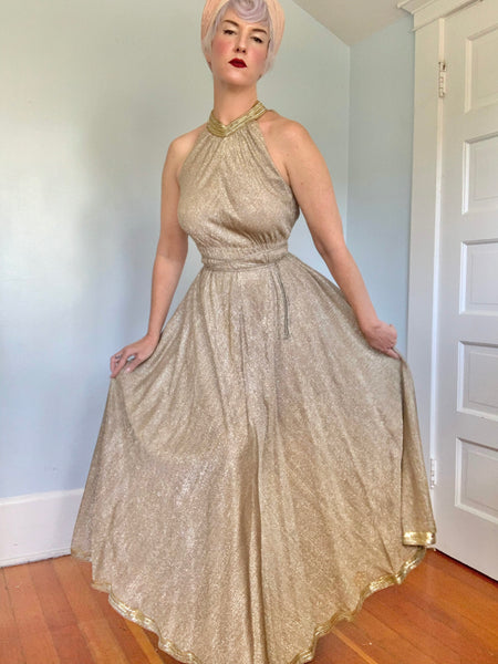1960s Rayon Lurex Goddess Maxi