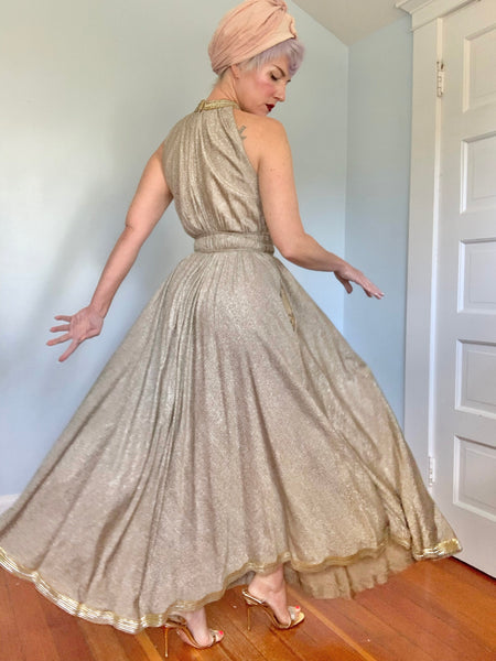 1960s Rayon Lurex Goddess Maxi