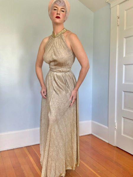 1960s Rayon Lurex Goddess Maxi