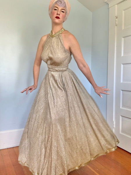 1960s Rayon Lurex Goddess Maxi