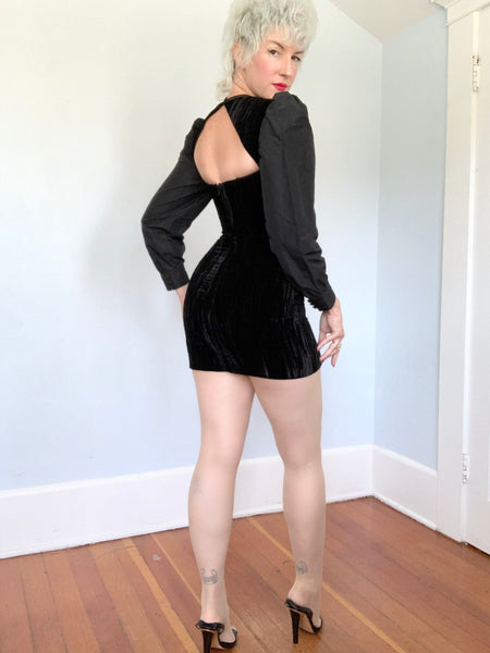 1960s Inspired “Alexa Chung” Velvet & Taffeta Mini Dress