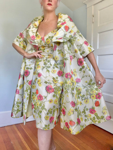 Late 1950s 2 Piece Silk Cocktail Set by “Pat Sandler”