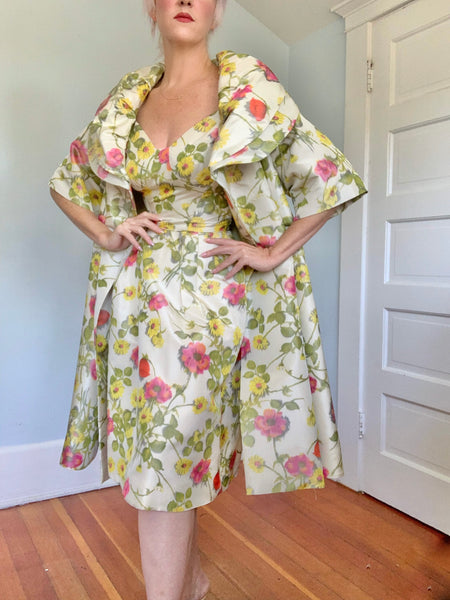 Late 1950s 2 Piece Silk Cocktail Set by “Pat Sandler”