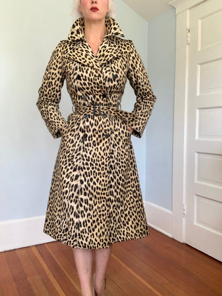1970s French Leopard Trench Coat