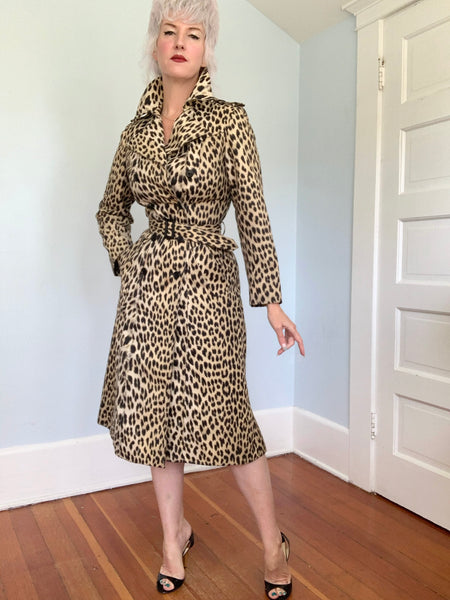 1970s French Leopard Trench Coat