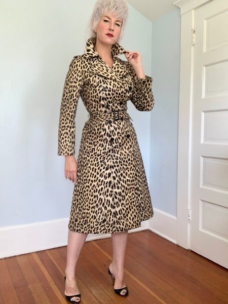 1970s French Leopard Trench Coat