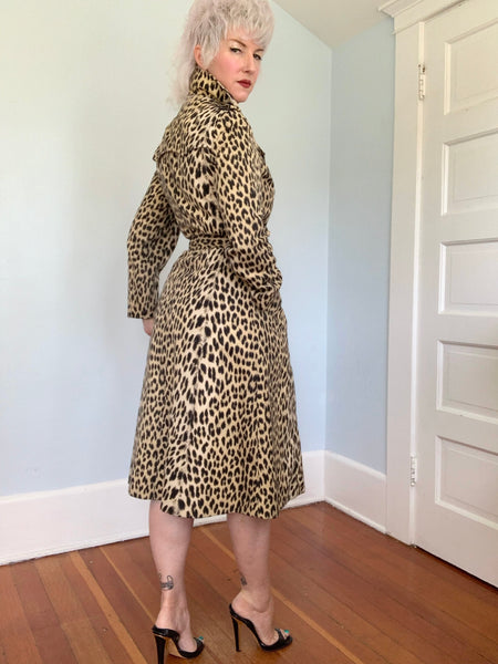 1970s French Leopard Trench Coat