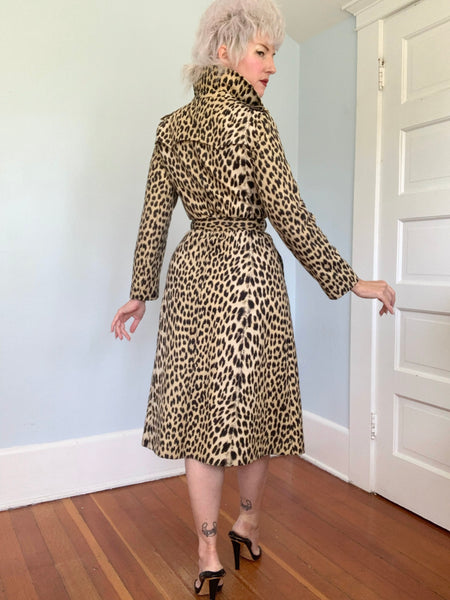 1970s French Leopard Trench Coat