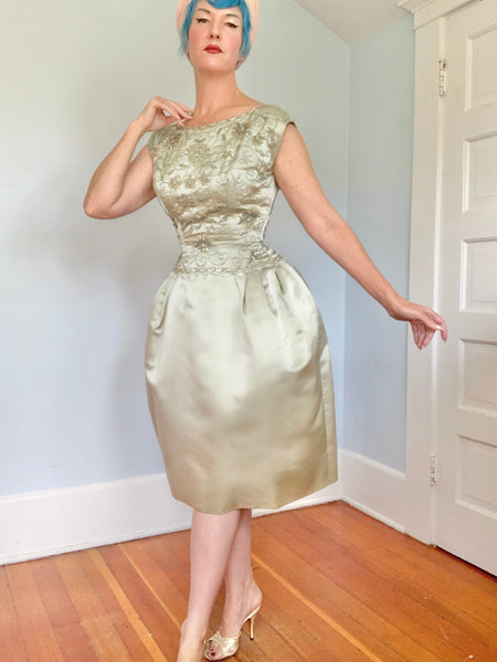 1950s “Gothé New York Paris” Silk Hand Detailed Party Dress