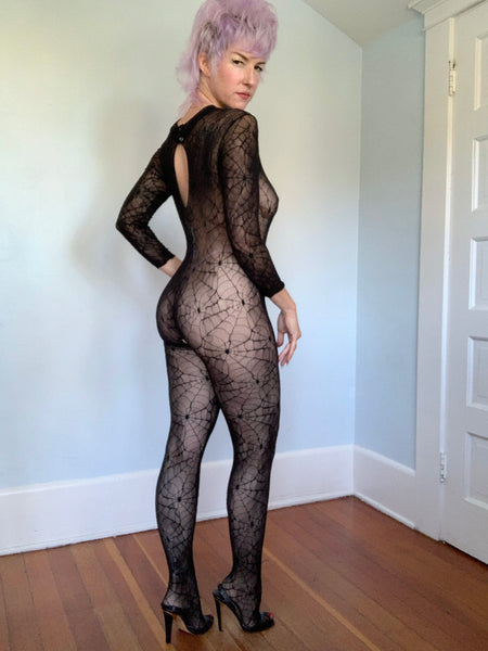 Deadstock In Package Y2K Stretch Mesh Spiderweb Catsuit
