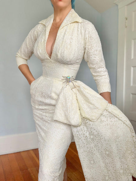 1950s “Beaumelle Originals” Spiderweb Lace Cocktail Dress