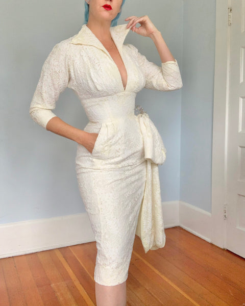 1950s “Beaumelle Originals” Spiderweb Lace Cocktail Dress
