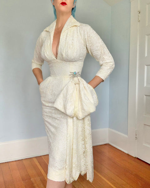 1950s “Beaumelle Originals” Spiderweb Lace Cocktail Dress