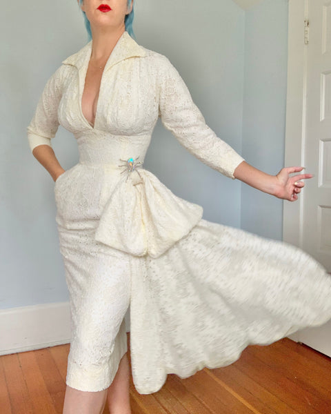 1950s “Beaumelle Originals” Spiderweb Lace Cocktail Dress