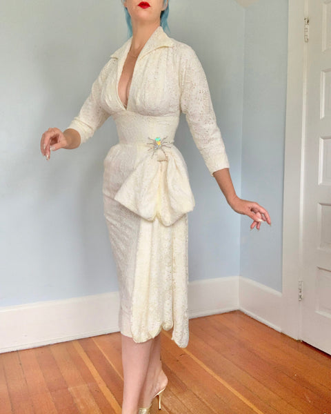 1950s “Beaumelle Originals” Spiderweb Lace Cocktail Dress