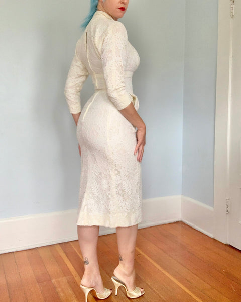 1950s “Beaumelle Originals” Spiderweb Lace Cocktail Dress
