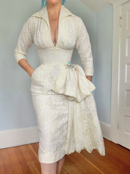 1950s “Beaumelle Originals” Spiderweb Lace Cocktail Dress