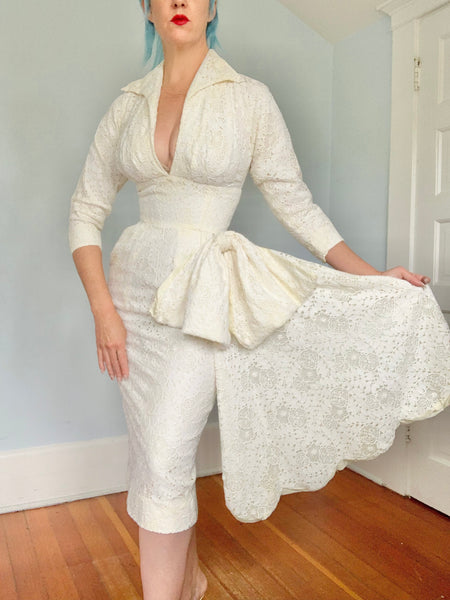 1950s “Beaumelle Originals” Spiderweb Lace Cocktail Dress