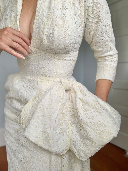 1950s “Beaumelle Originals” Spiderweb Lace Cocktail Dress