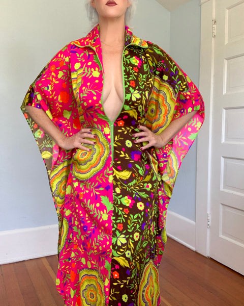 UNREAL 1960s Neon Psychedelic Caftan by “Greencastle of California”