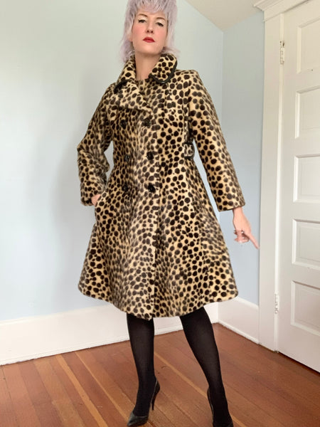 1960s Faux Cheetah Fur Trapeze Coat