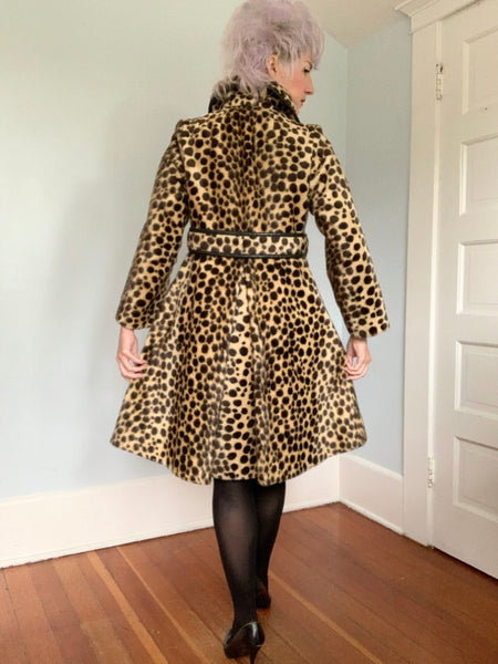 1960s Faux Cheetah Fur Trapeze Coat