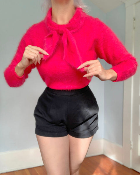 1960s Hottest Pink Angora Sweater Girl Sweater