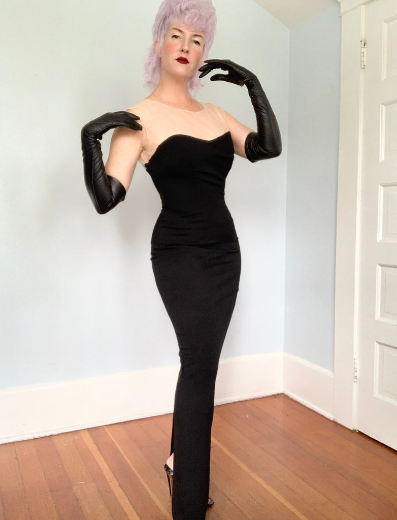 1950s Illusion Bust Hourglass Evening Gown butchwaxvintage 1950s Illusion Bust Hourglass Evening Gown butchwaxvintage