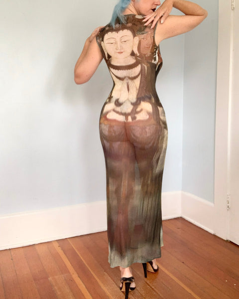 Documented 1997 Vivienne Tam “Kuan Yin” Mesh Maxi
