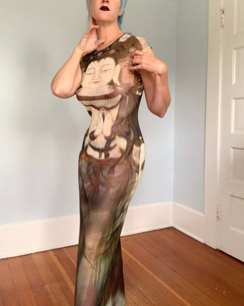 Documented 1997 Vivienne Tam “Kuan Yin” Mesh Maxi